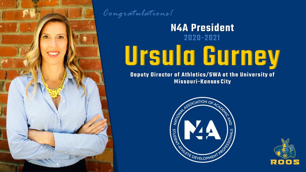 Kansas City SASSO (@kcroossasso) on Twitter photo Congratulations to <a href="/KCRoosAthletics/">Kansas City Athletics</a> Deputy AD/SWA <a href="/UrsulaGurney/">Ursula Gurney</a> as she assumes the Presidential role of <a href="/nfoura/">N4A</a> this afternoon. She is a servant leader who has brought so much to N4A & <a href="/umkc/">UMKC</a>. We are so proud of you! Congratulations to <a href="/KCRoosAthletics/">Kansas City Athletics</a> Deputy AD/SWA <a href="/UrsulaGurney/">Ursula Gurney</a> as she assumes the Presidential role of <a href="/nfoura/">N4A</a> this afternoon. She is a servant leader who has brought so much to N4A & <a href="/umkc/">UMKC</a>. We are so proud of you!