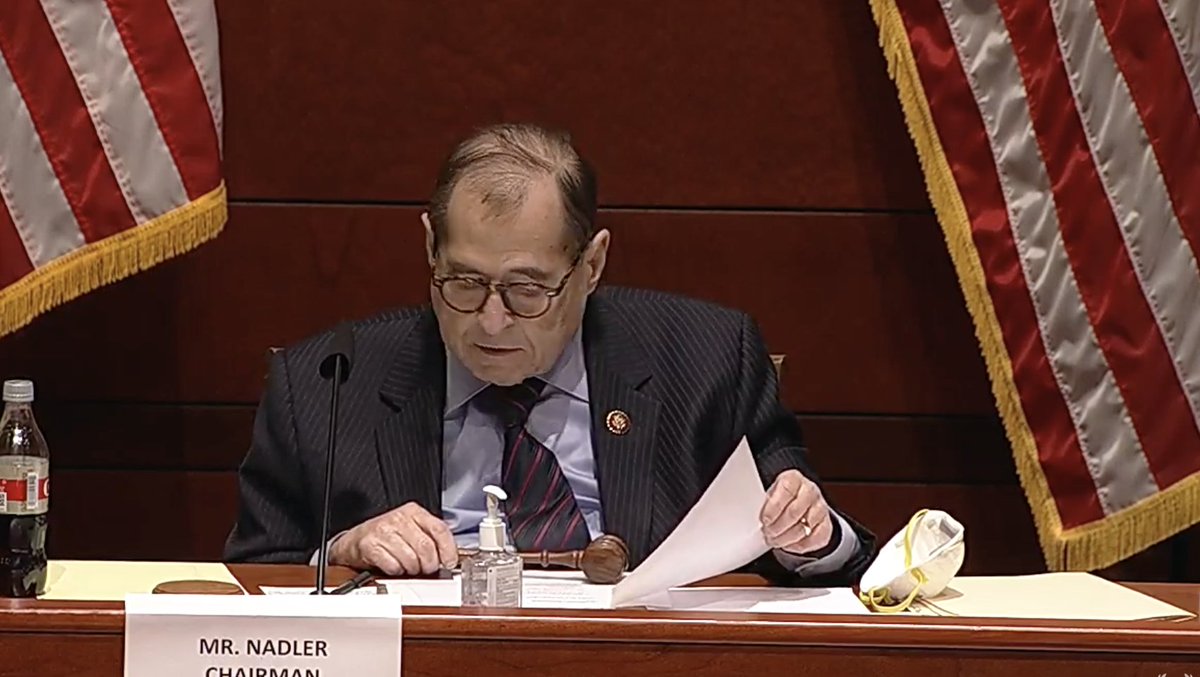 Nadler said he's requiring members of committee and staff and those attending to wear face masks. (Reader, Nadler is not wearing one at this precise moment).49/