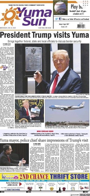 JHorstman45's tweet photo. ICYMI: "@realDonaldTrump visits Yuma Brings together federal, state, &amp; local officials to discuss border security"

(h/t @yumasun) https://t.co/xKJB66isqR