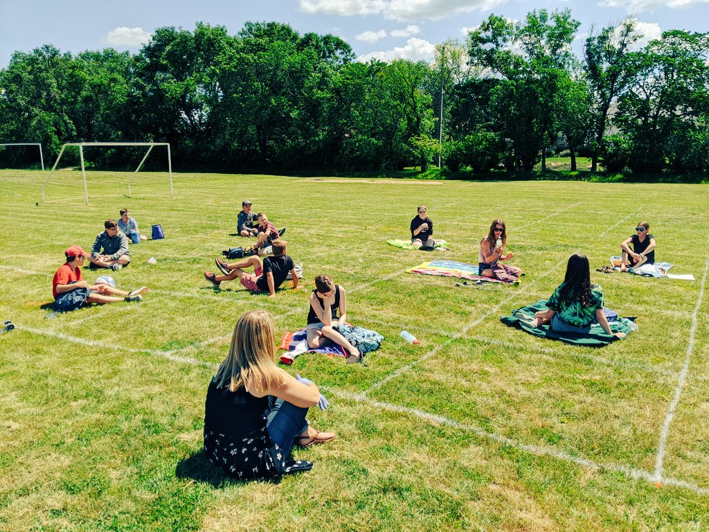 sthomson's tweet photo. Grade 7's chose to celebrate the end of year with a social distanced picnic. So great to see our new Grade 8 leaders! #jaguars #jacuddy #rrvsd https://t.co/VzG8gEFqAZ