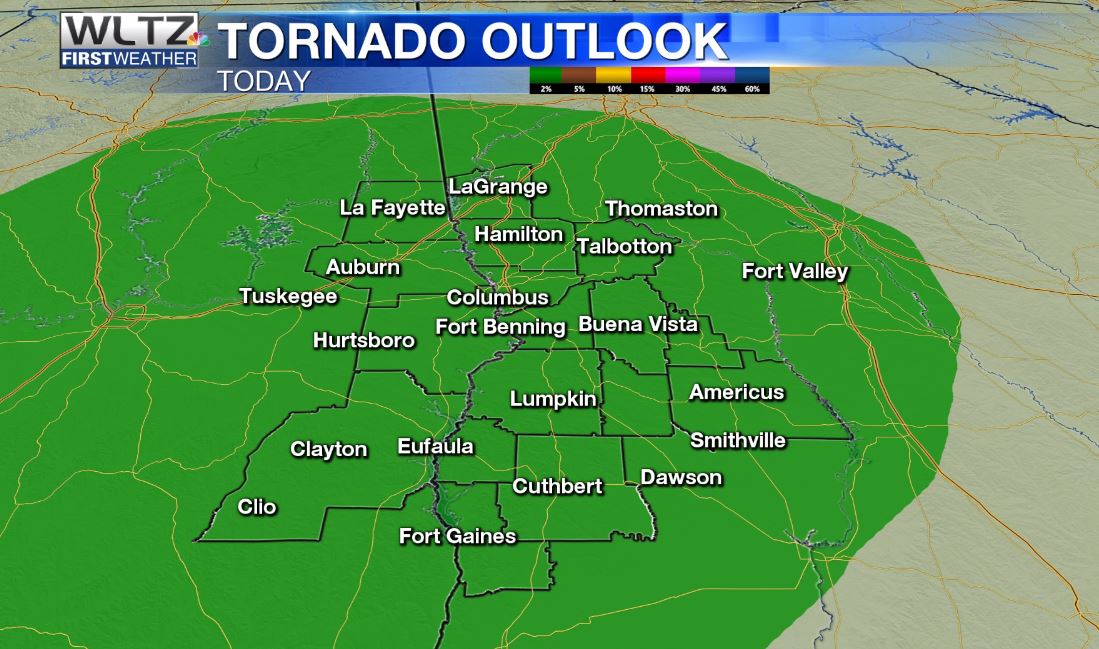 ****SEVERE WEATHER UPDATE 1:40 PM EDT****

SLIGHT RISK for severe storms late this afternoon and into the overnight. Biggest threat will be damaging winds between 40-60 mph. Periods of heavy rain w/ frequent lightning &amp; a few spin up tornadoes also possible. 

#gawx #alwx