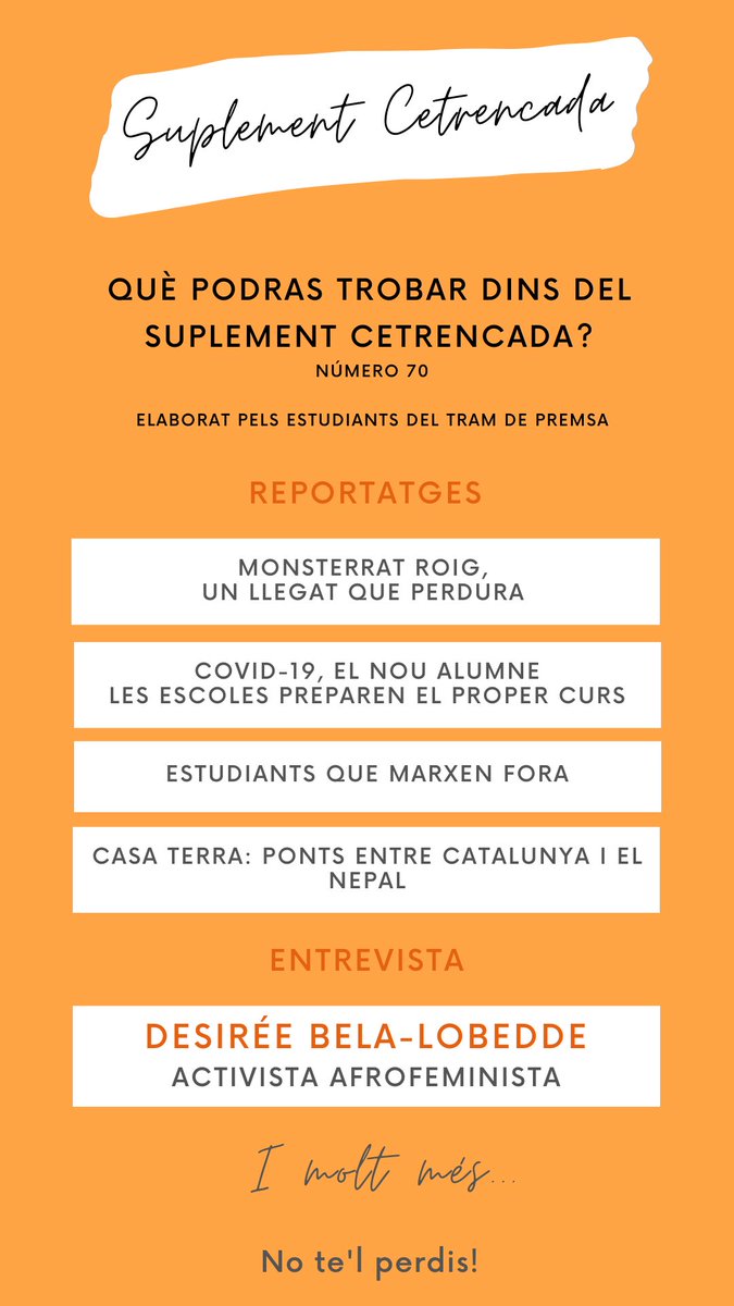 Demà, amb el <a href="/elpuntavui/">El Punt Avui 🎗️</a>, es publica el número 70 del suplement Cetrencada

📰 Què podràs trobar-hi? 👇👇👇