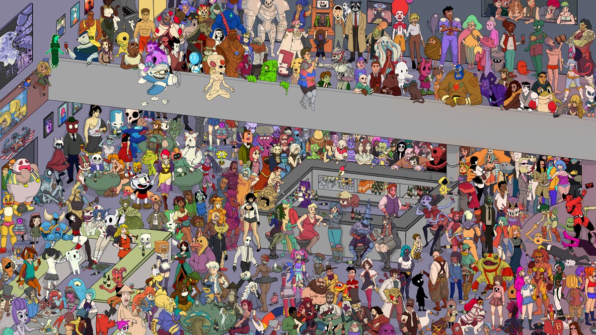 Well, dear indie gamers and devs. Here is my lockdown gift to you. I hope you like. Please retweet and spread the love! FULL image on our website, link below. Can you name every character? Happy hunting!
➡️bit.ly/2BxCt62
#indiedevhour #indiedev #indiegamedev #indiegames