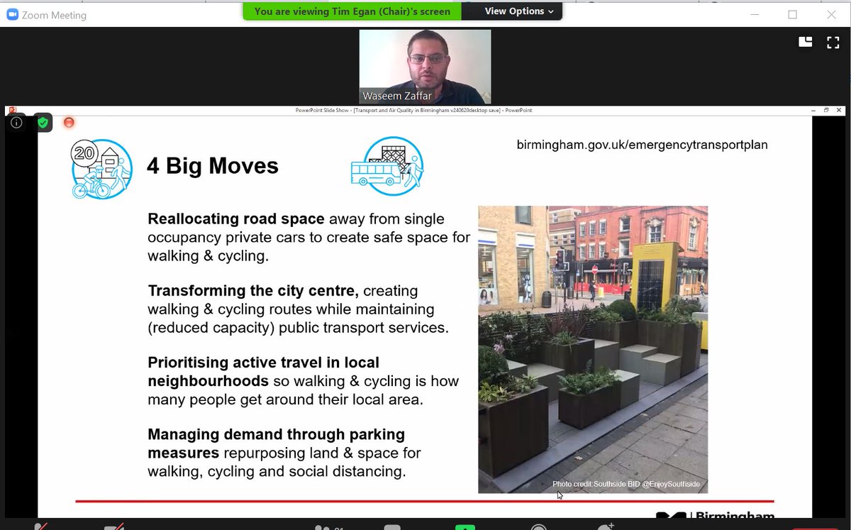 Thanks to  @SustransWMids for a useful webinar this evening - great to hear from  @WaseemZaffar and others about the work being done around the city -- including 'prioritising active travel in local neighbourhoods'. #HealthyStreets  #LiveableNeighbourhoods