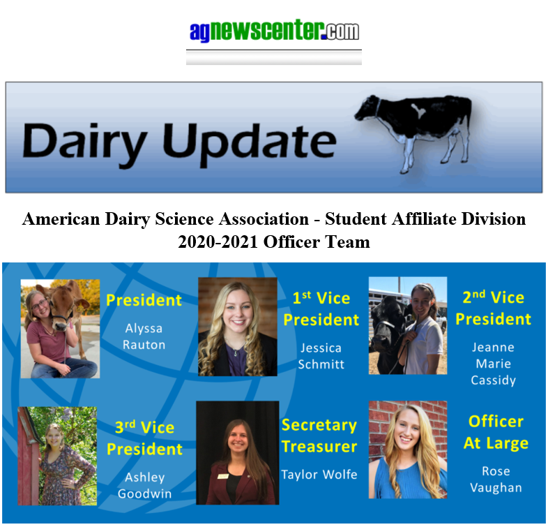 agnewscenter's tweet photo. via https://t.co/P3iCIHEA72: American Dairy Science Association (@ADSAorg) Student Affiliate Division Elects New Leadership. https://t.co/H3sQvgUEER #dairy #dairyscience Sign up here for future https://t.co/P3iCIHEA72 e-news briefs. #ADSA2020 https://t.co/0eJ5YZJifR https://t.co/Lwn2JgYl9l