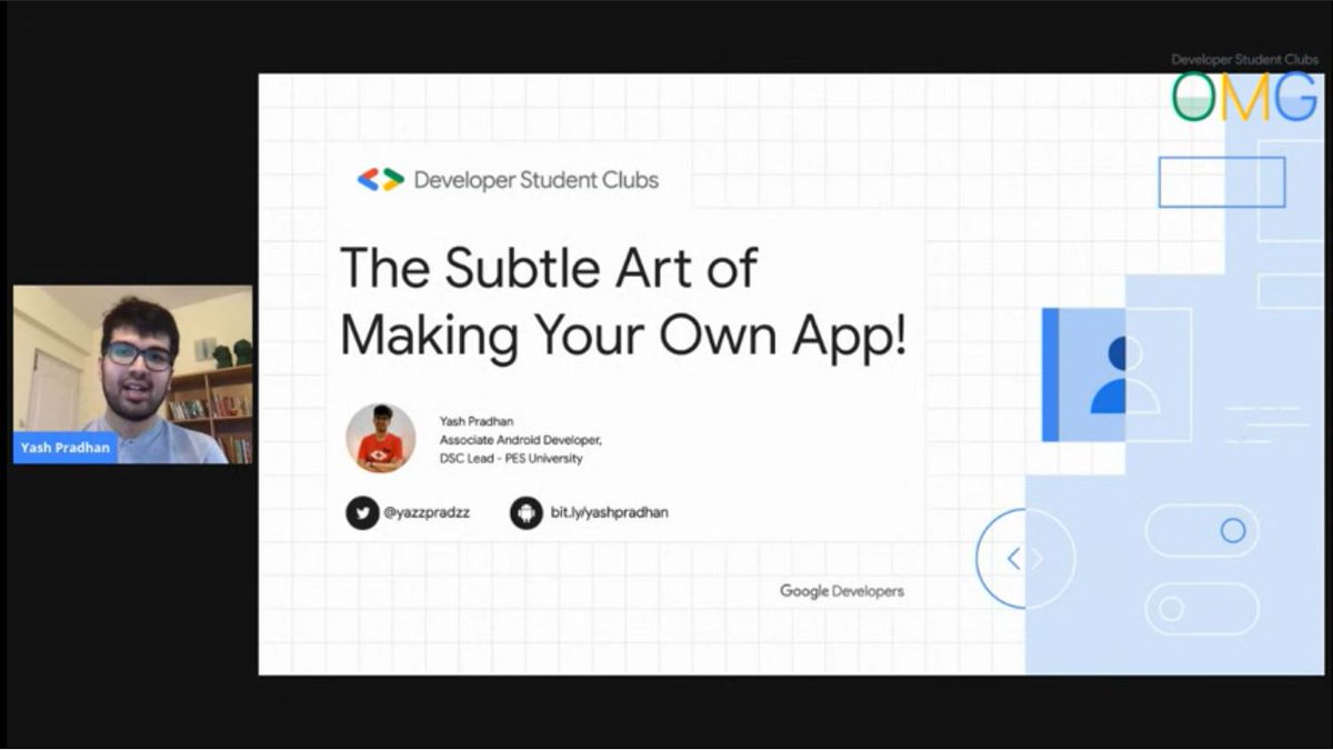 < 3 Subtle art of making own apps by  @yazzpradzz "Building apps is the best way to showcase your creative ideas"- He discussed some factors for app development like Development constraints, Market requirements,App requirements etc- He described the app development as an art/>
