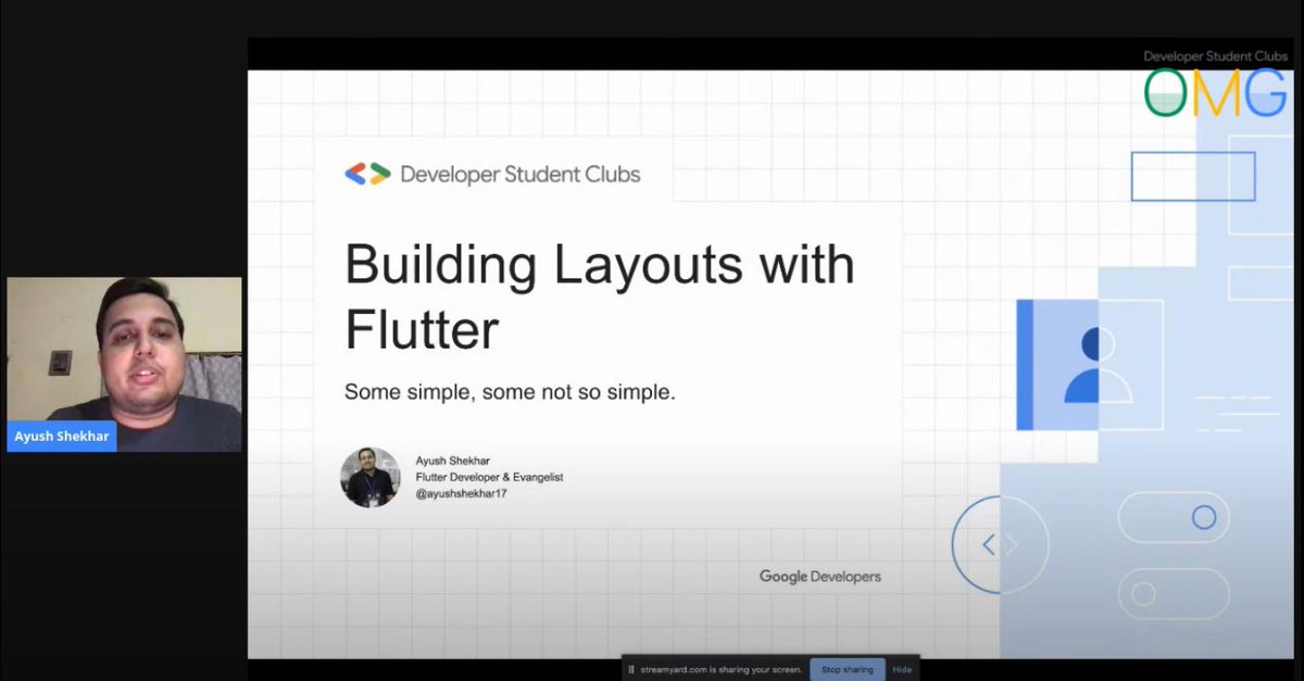 < 4 Building layouts in  #Flutter by  @ayushshekhar17 - He discussed the way of thinking for implementing a simple to very complex UI in flutter />