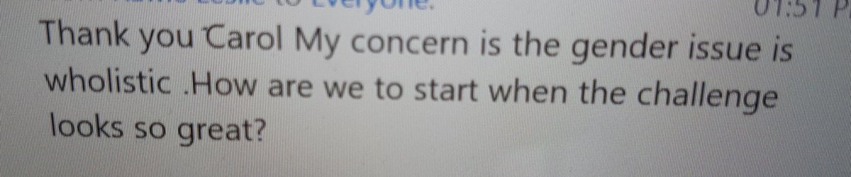 MCallsen's tweet photo. Another excellent question during the @CICan_SAGE  webinar. SAGE Gender Specialist Carol Narcisse emphasized the need to start small and to really think about who to engage and how to engage them in the planning process. https://t.co/kQQk6oDjTF