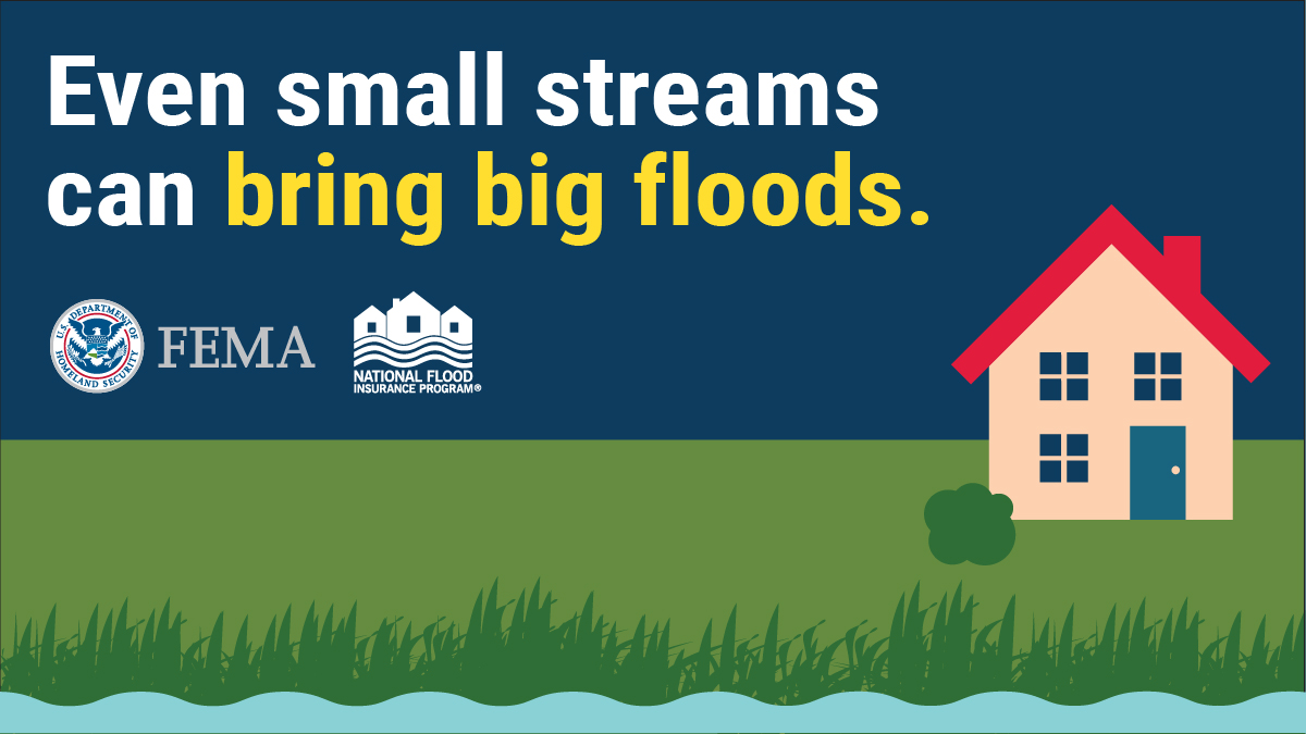FOXCATA7's tweet photo. fema: A1: Even small streams can bring big floods. #BeReady by:
✅ Creating an emergency plan.
🧐 Reviewing your insurance to know what it covers.
💻 Making digital copies of important documents.
#NAICInsuranceChat https://t.co/65dJKqtazC