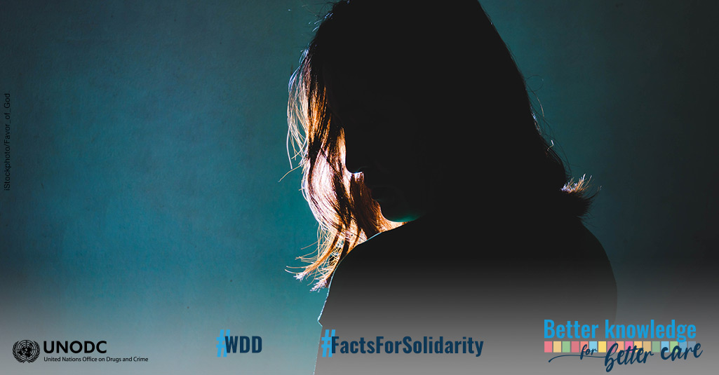UNODC's tweet photo. People who use drugs are highly stigmatized &amp; discriminated against, and are often unable or unwilling to access HIV and drug services for fear of arrest or harassment. Be kind and show that you care, share #FactsForSolidarity #WDD https://t.co/QguFVZBVim