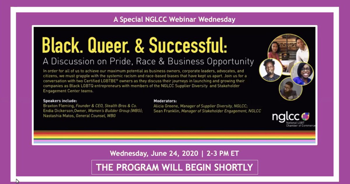 We're live with the <a href="/NGLCC/">NGLCC</a> Webinar Wednesdays! nglcc.org/events/black-q…