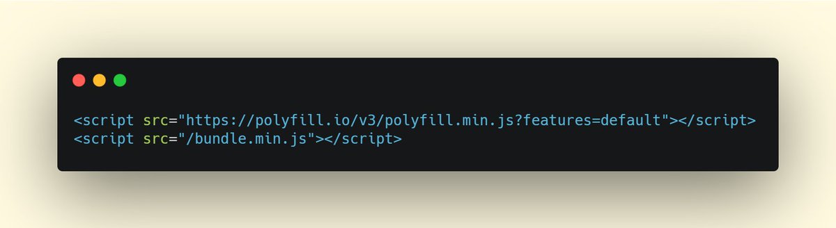 48) Use  http://polyfill.io&nbsp; to reduce the amount of polyfills you’re serving. http://polyfill.io&nbsp; inspects the User-Agent header and serves polyfills targeted specifically at the browser. So modern Chrome users receive nothing, and IE 11 users get everything.
