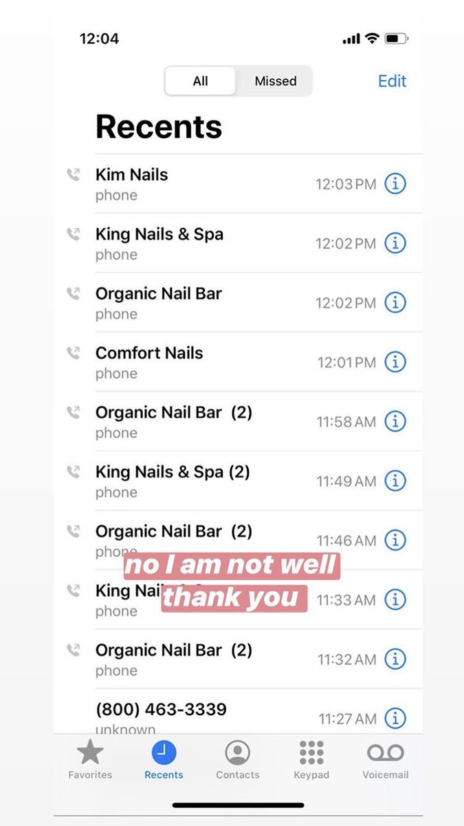 This is my friend Sophie’s call log from yesterday and yes, she’s allowed me to share it with you all. And she did end up getting an appointment.   https://www.thestar.com/news/gta/2020/06/24/barber-shops-hair-salons-restaurants-malls-and-patios-reopen-in-toronto.html
