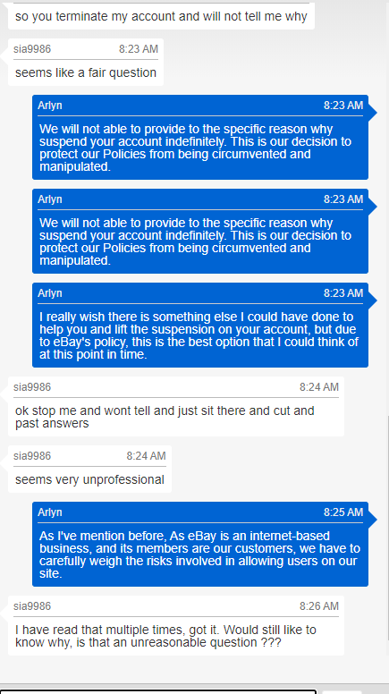 KirklandSam's tweet photo. So signed up for an https://t.co/thw569XIb1 account and was quickly terminated minutes later, here is the chat that happened. 
Guess I'm banded from https://t.co/thw569XIb1 for an unknown reason. 
If your looking to understand unacceptable customer service look no further https://t.co/Nq2Sz2G5Kp