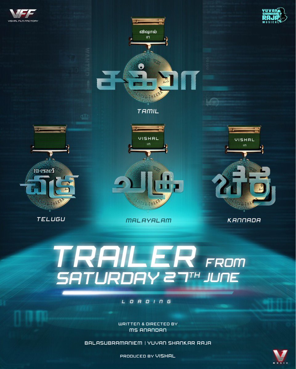 VishalKOfficial's tweet photo. Excited to Announce that our movie #Chakra’s Trailers will be launched this Saturday in 4 South Indian Languages

#VishalChakra 
#ChakraTrailer https://t.co/mgxndhR5oS