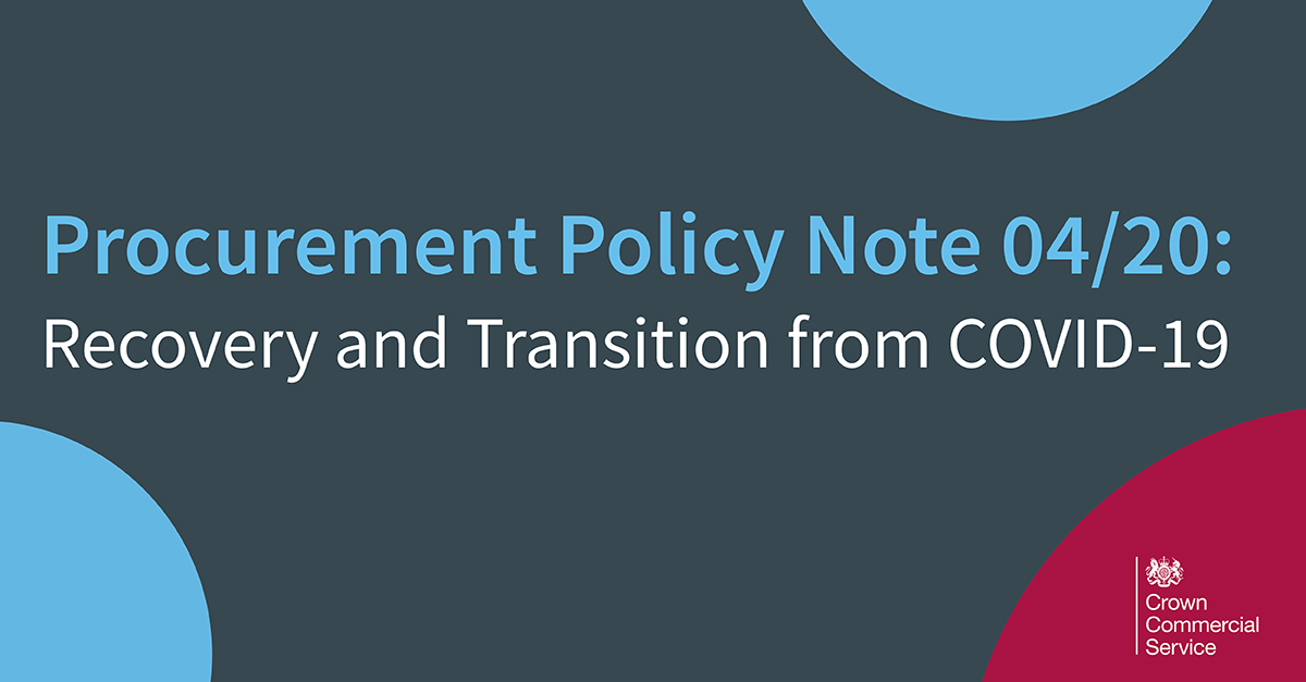 gov_procurement's tweet image. Read the latest procurement policy note (PPN 04/20) - it provides information and guidance on payment of your suppliers to aid with recovery and transition from COVID-19:
bit.ly/3fO6pJV