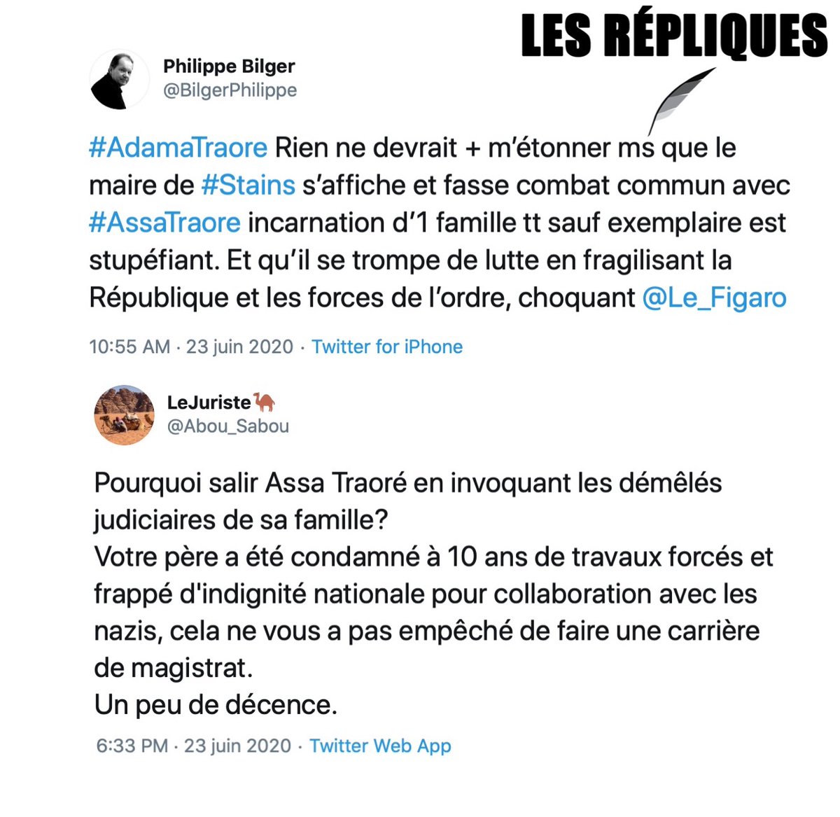 Les_Repliques's tweet photo. L'ancien magistrat @BilgerPhilippe dénonce le "combat commun" entre le maire de la @VilledeStains et Assa Traoré "incarnation d’1 famille tt sauf exemplaire" à propos de la fresque en mémoire à #GeorgeFloyd &amp; #AdamaTraore

@Abou_Sabou https://t.co/gIcaZgc4C5