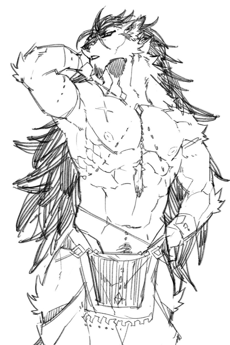これ前〜に描いたライオンの獣人だけどけっこう気に入ってる 