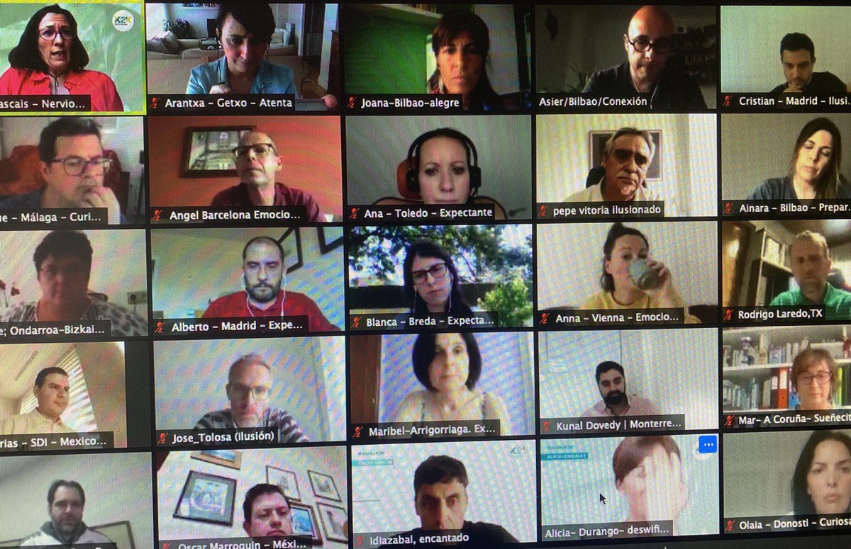 🙌 ¡Arranca el IX Seminario Avanzado #nerbyK2K! 
Vamos a compartir 30 horas con personas que se conectan desde Austria, México, EE.UU, Bolivia, Uruguay, Madrid, Málaga, Valencia, Gipuzkoa y Bizkaia. ¡Un gran equipo!