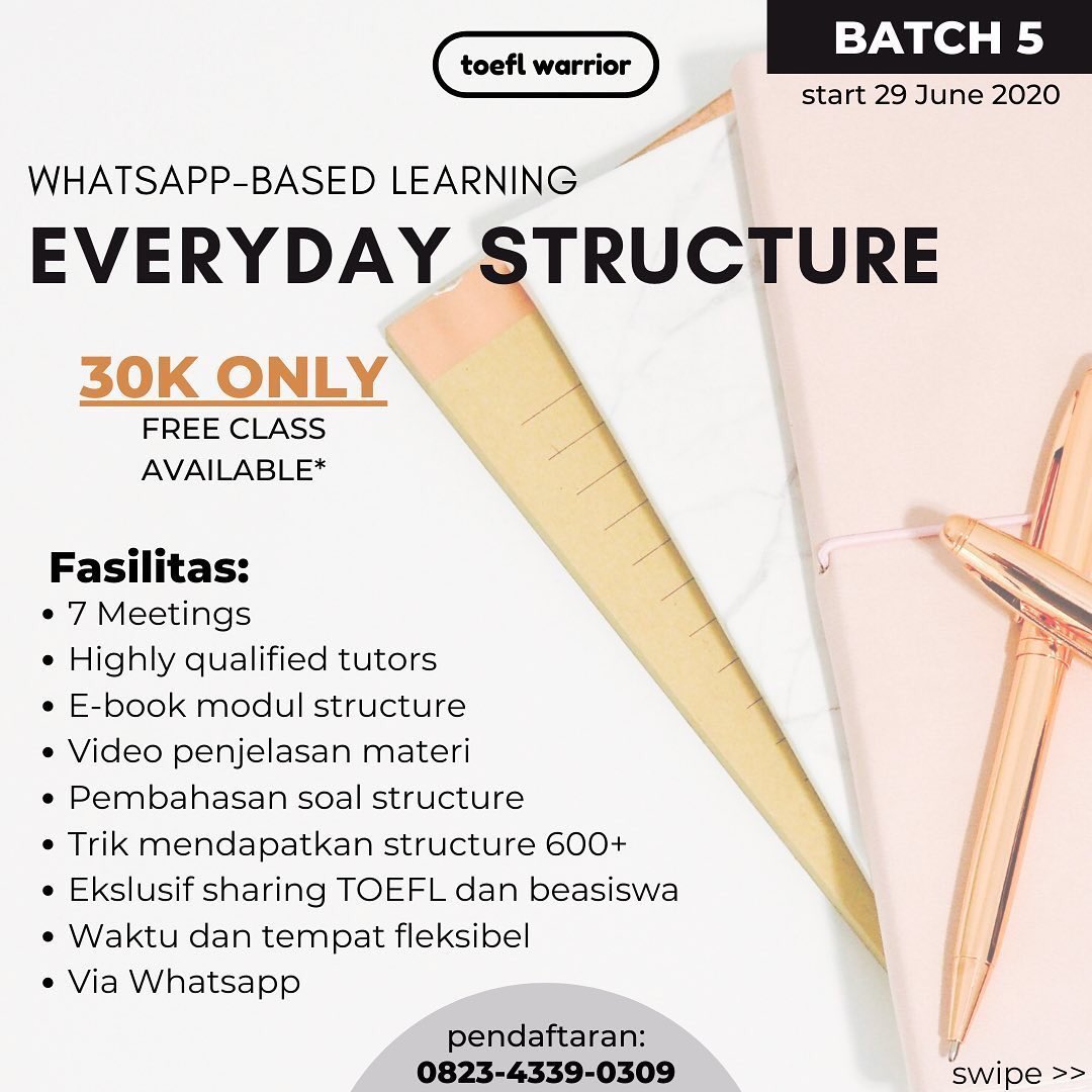 mahmudRfi's tweet photo. Halo warga twitter.

Saya lagi buka kursus TOEFL Online buat nambah pemasukan sekaligus bantu temen-temen yg masih di rumah aja biar lebih produktif.

Insyaallah harganya ekonomis tapi sangat bermanfaat. Ada yang 100k (recommended) dan ada yg 30k aja. Murah kan? 😁 https://t.co/odAiTergHP
