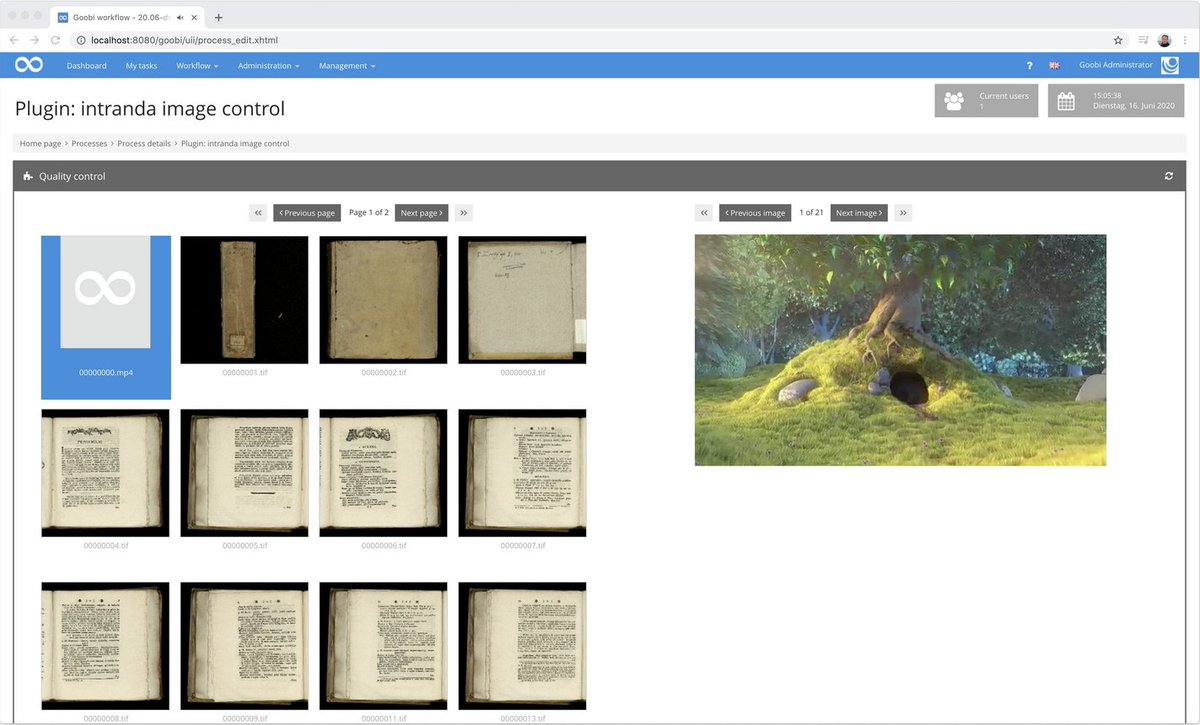 The new Goobi workflow Digest 2020-05 is a tough one: check the improved image loading time in full screen mode of the new QA plugin (now including video playback) &amp; the new JSON Opac plugin. As always bilingual EN, DE:
community.goobi.io/t/de-en-goobi-…
#Digitization #OpenSource #goobi.io
