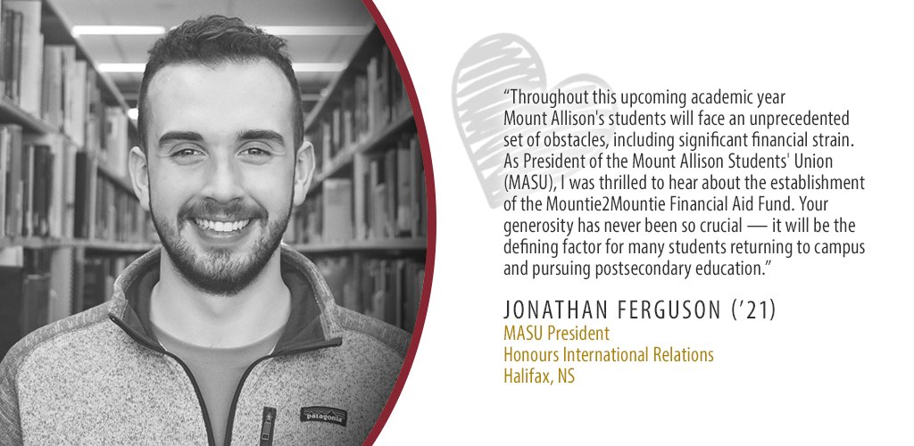 MountAllison's tweet photo. The Mountie2Mountie Financial Aid Fund is committed to raising $400,000 for September, by September. Every dollar raised goes directly from @MtAalumni and friends to students — from one Mountie to another. If you are in a position to give, please visit: https://t.co/UWtuncexz0 https://t.co/WSK8Ivmbit