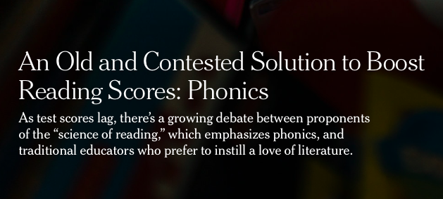 I mean, look at the title. Look at how this copy centers the notion of two sides."Contested""growing debate" (Also, false equivalency between doing phonics and a love of reading when ALL strong-on-phonics curricula are built around beloved books, but I digress.)4/