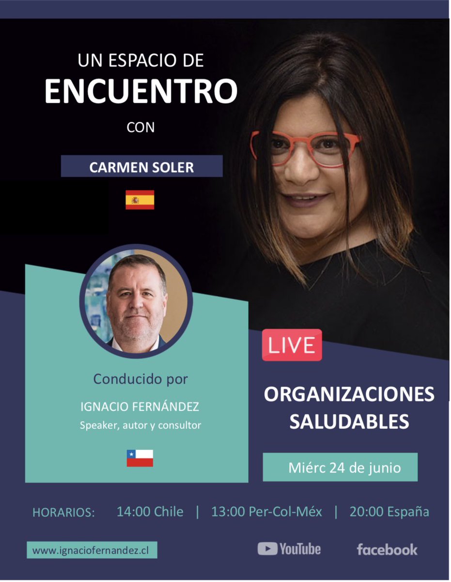 forumsaludable's tweet photo. espacio de encuentro para conversar de organizaciones saludables , hoy  @ignaciofernandz @carsolpag 

Puedes seguirlo 20 h 🇪🇸 14 h 🇨🇱 
📍 Canal YouTube 
https://t.co/YbSs1iXK4a
📍 Canal Facebook 
https://t.co/BJylfe0uvp https://t.co/osTq6QOLSp
