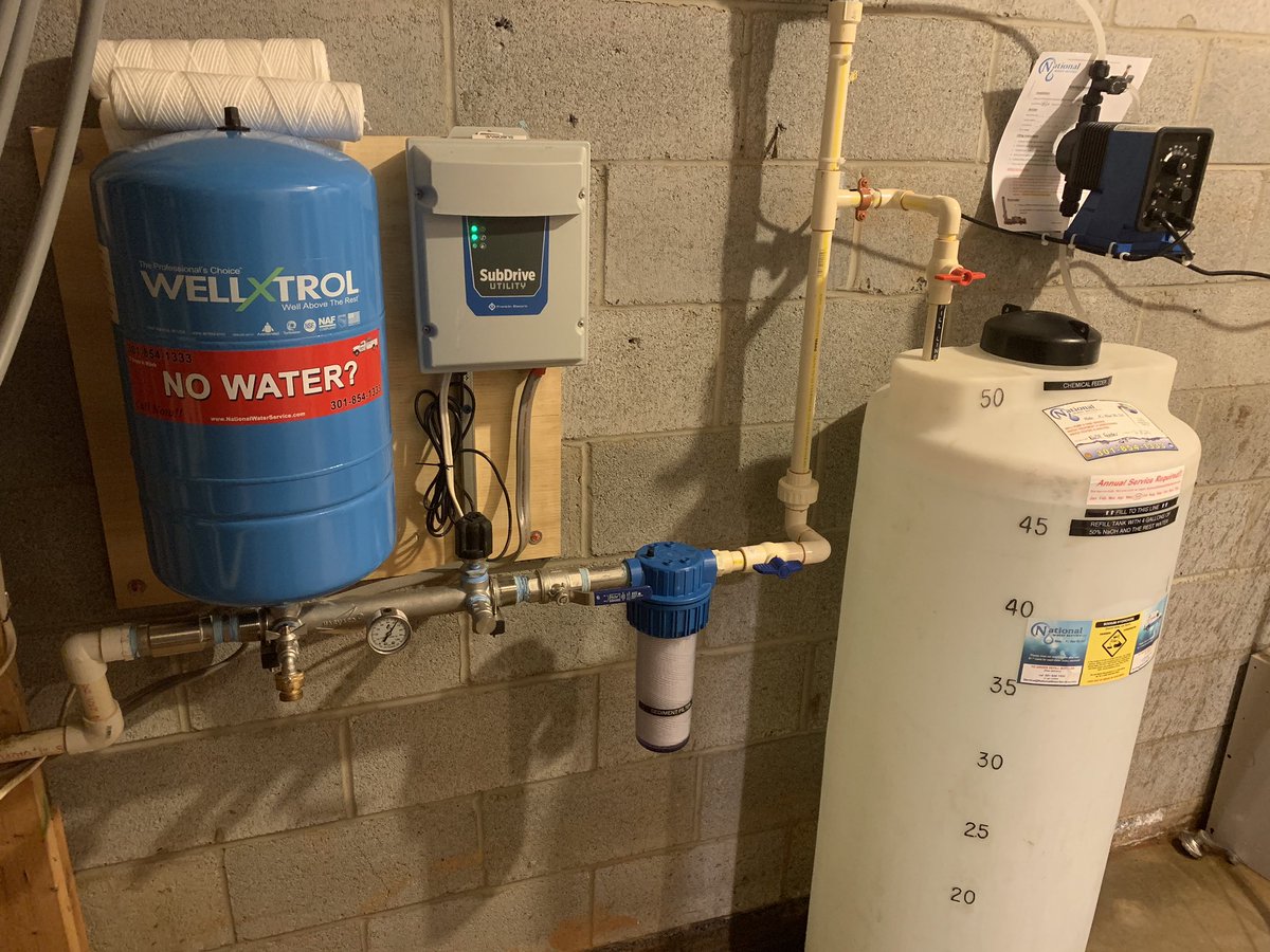N_W_S_C's tweet photo. #Watertreatment #installation of a #SolutionFeeder for #corrosion & #pH control, a 10" house #sediment #filter & a whole house #constantpressure #wellpump system for consistent & controllable #waterpressure at all times.
@AmtrolTanksTour #water #cleanwater #drinkingwater #dmv https://t.co/hInt0MqYfw