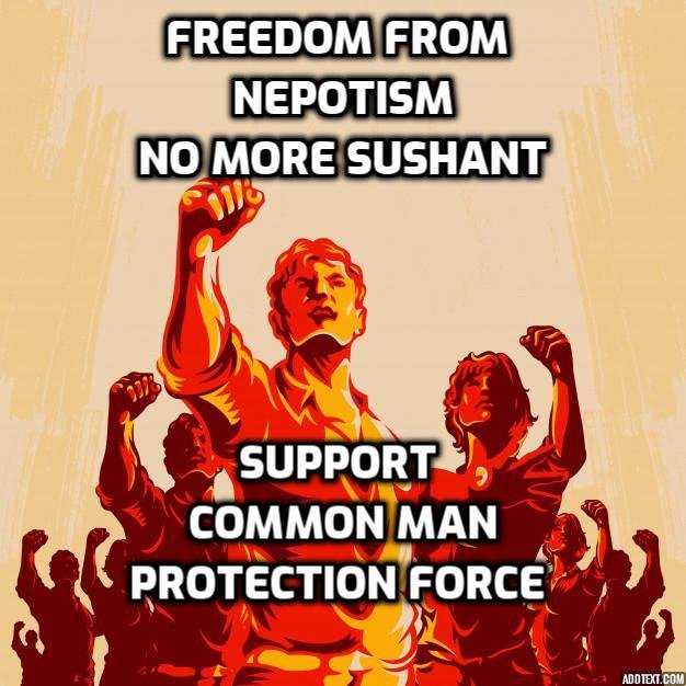 bharatsupporter's tweet image. FREEDOM FROM NEPOTISM (NO MORE SUSHANT) WORLWIDE COMMON MAN VIRTUAL RALLY PLEASE SUPPORT ( COMMAN PROTECTION FORCE )
#FreedomFromNepotism
#CommonManProtectionForce
#WorlWideCommonManVirtualRally