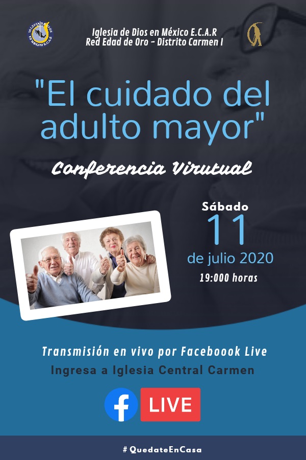 IDEMECARMEN1's tweet photo. Los invitamos a una conferencia virtual con el tema "El cuidado del adulto mayor" que se llevará a cabo por Facebook, el sábado 11 de julio a las 7:00 P.M.

Para ver la conferencia da clic a este link que te llevará directo a la página:
👉https://t.co/Q5BAokbEEy https://t.co/QQBRzSzGom