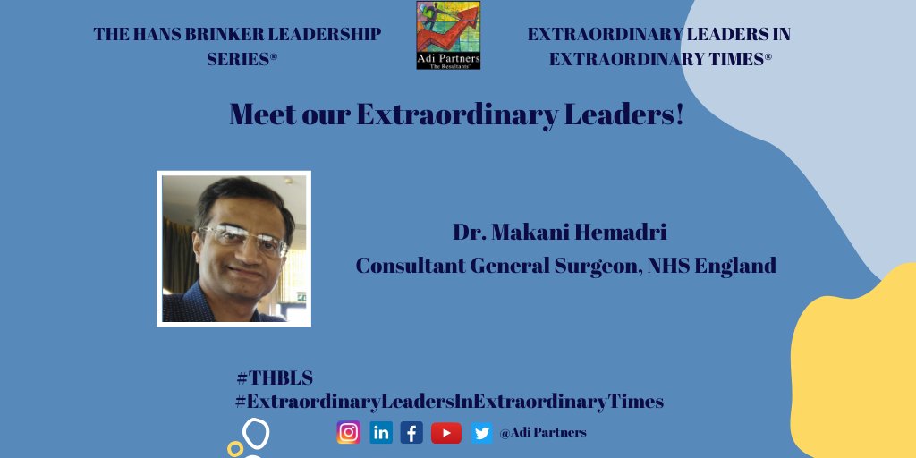 AdiPartners's tweet photo. Meet Our Extraordinary Leader, Dr. Makani Hemadri, Consultant General Surgeon, NHS England.
The Hans Brinker Leadership Series - Extraordinary Leaders in Extraordinary Times.
#THBLS #ExtraordinaryLeadersInExtraordinaryTimes #Heroes #AdiPartners #Leaders #Doctors #DoctorGoals https://t.co/0n8WTZ8eY5