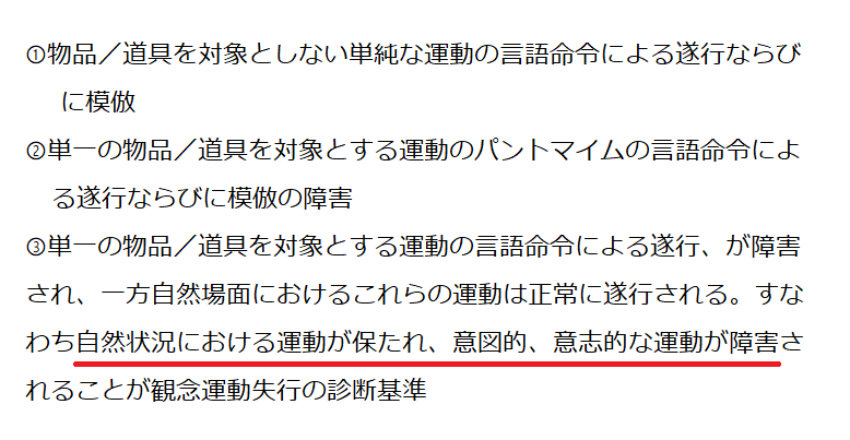 Blue 観念運動失行は 運動遂行のタイミング 順序 空間的位置取りの障害 何をすべきか は判っているが どのようにすべきか が判らない状態である