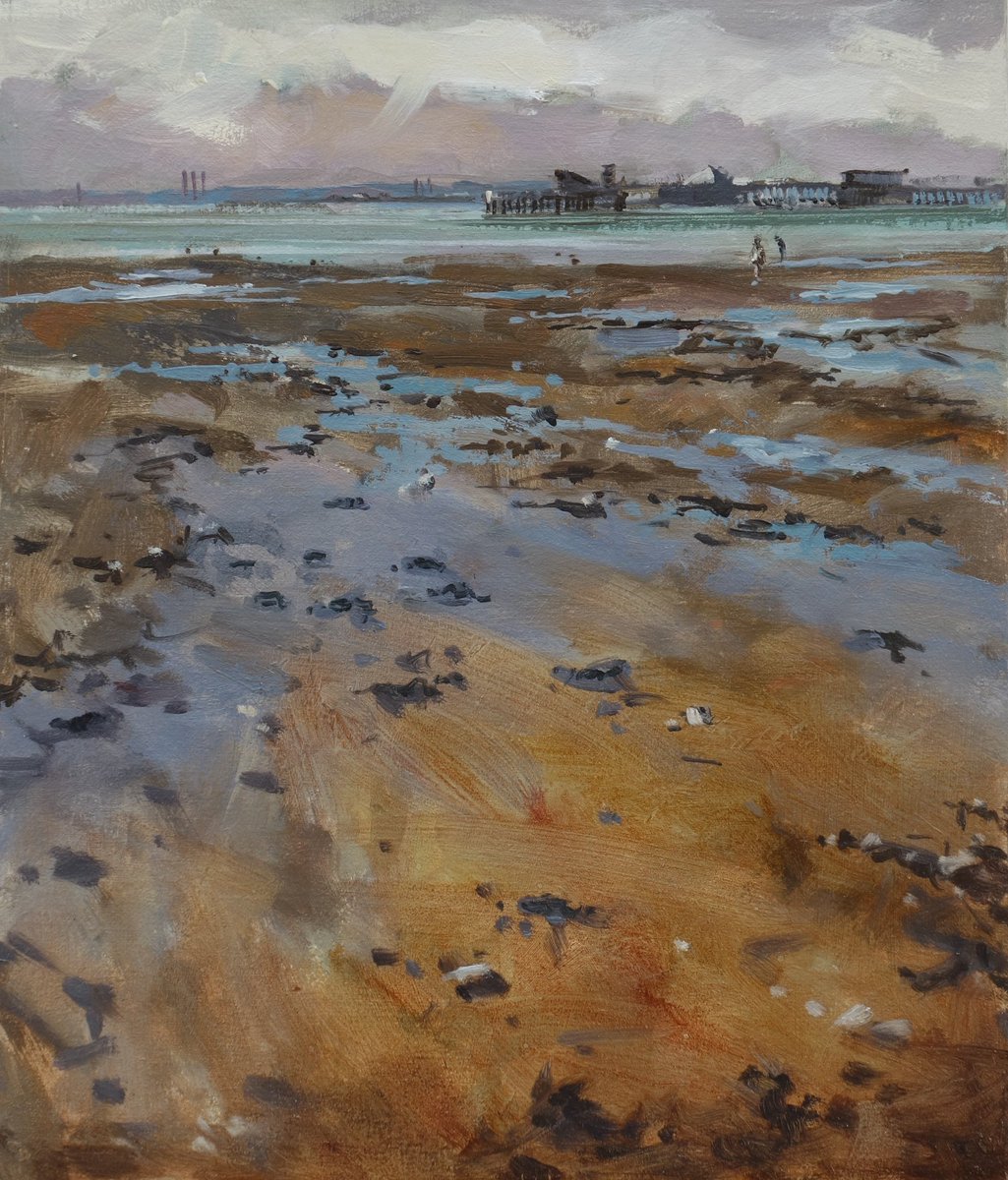 BeecroftGallery's tweet photo. #LockDownOpen Southend Mudflats and the Pier @PaulAlcockArt https://t.co/C9MA2BzFuo