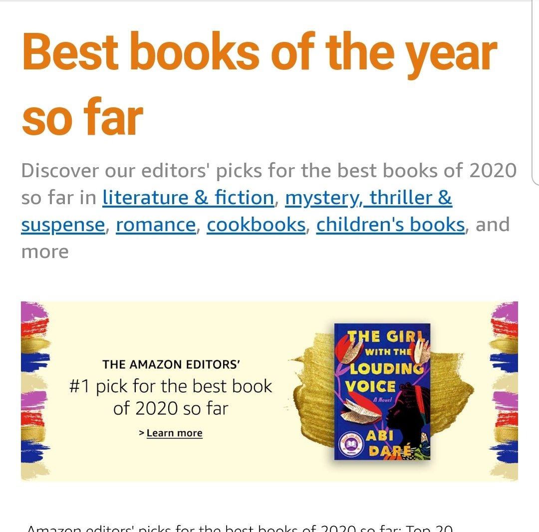 abidare_author's tweet image. The Girl With The Louding Voice  is @amazonbooks NUMBER ONE Best Book of the year so far. Totally humbled and full of gratitude.  🙌🏽🙌🏽🙌🏽