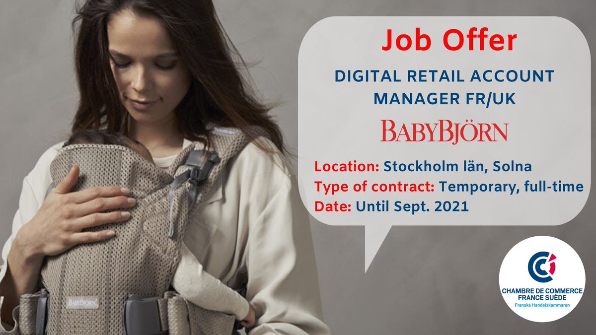#joboffer #Stockholm #digitalretail

Our member BabyBjörn AB is looking for a Digital Retail Account Manager FR/UK at its head office in Solna, Sweden!

Find more information on BabyBjörn's website : babybjorn.se/jobba-hos-oss/…