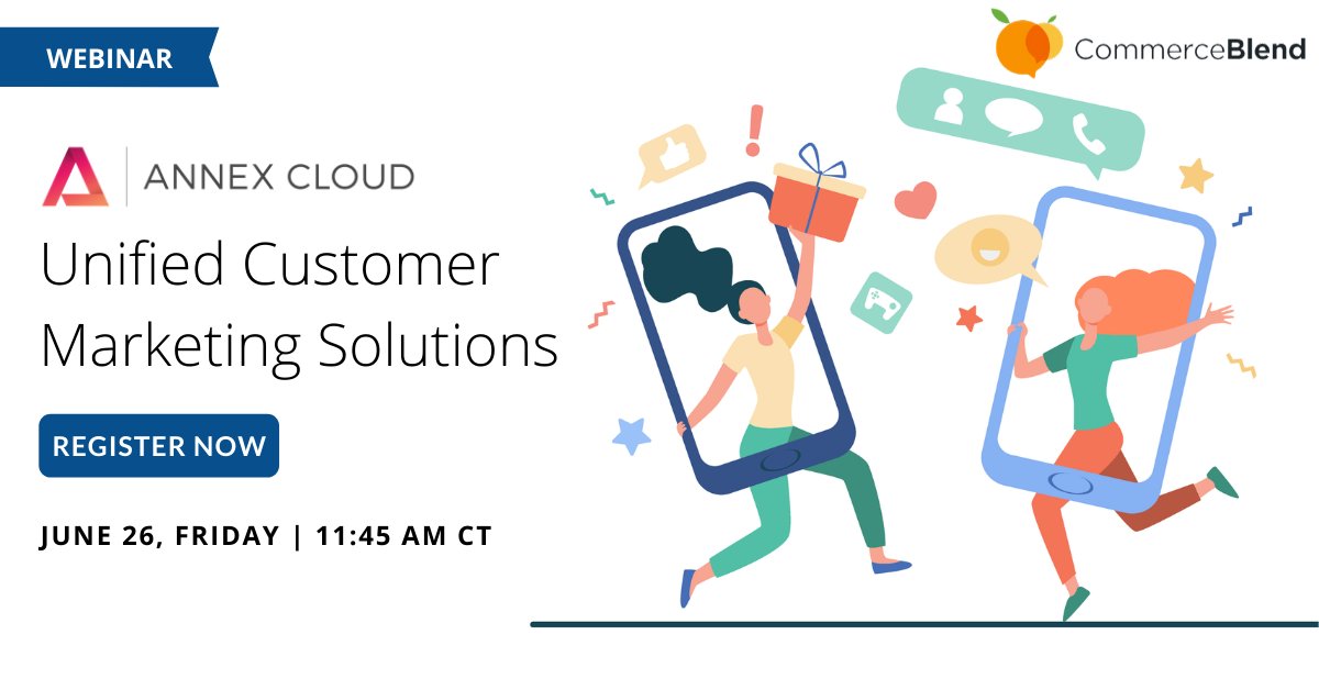 CommerceBlend's tweet photo. Join us for a virtual 'Lunch and Learn' with experts from the Annex Cloud team.@AnnexCloud 
Register Now: https://t.co/GkWrrLI6Yx https://t.co/dkJIRtiCM3