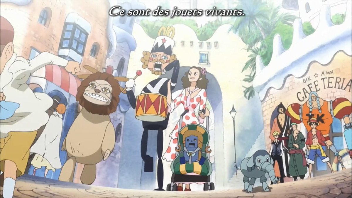  - Arc Dressrosa - 1/46Arrivée à Dresserosa l’île de la passion et l’amour. Kinemon veut retrouver son ami laissé là bas tandis qu'en même temps on apprends que Doflamingo se retire de son titre de Grand Corsaire :