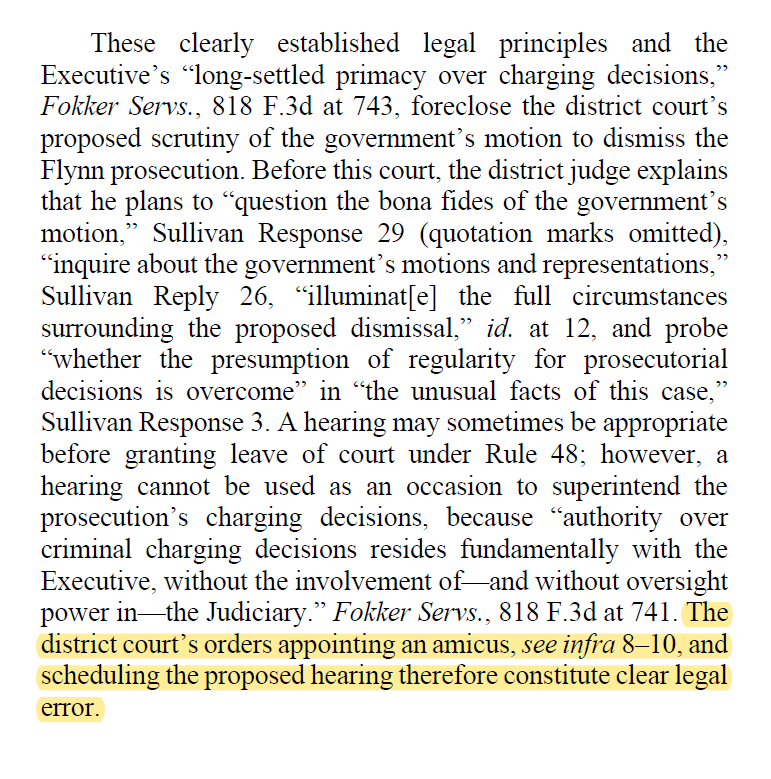 The Court continues:Judge Sullivan's orders appointing an amicus and scheduling the proposed hearing "constitute clear legal error."