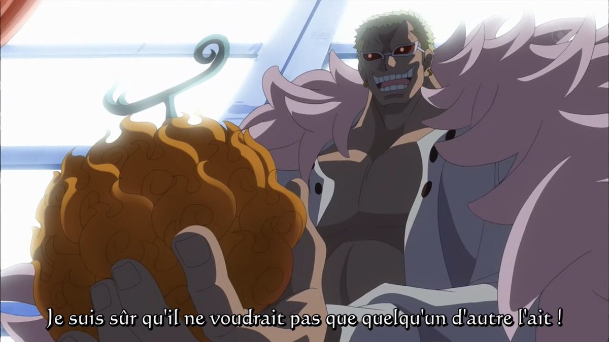  - Arc Dressrosa - 2/46Doflamingo a sous ses ordres 3 grands sous chefs : Pica, Trebol et Diamante qui ont eux mêmes des officiers sous leurs ordres.Joker Aka Doflamingo organise un tournoi avec en prix pour le vainqueur le fruit de Ace le Mera Mera no Mi :