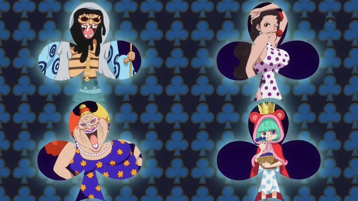  - Arc Dressrosa - 2/46Doflamingo a sous ses ordres 3 grands sous chefs : Pica, Trebol et Diamante qui ont eux mêmes des officiers sous leurs ordres.Joker Aka Doflamingo organise un tournoi avec en prix pour le vainqueur le fruit de Ace le Mera Mera no Mi :