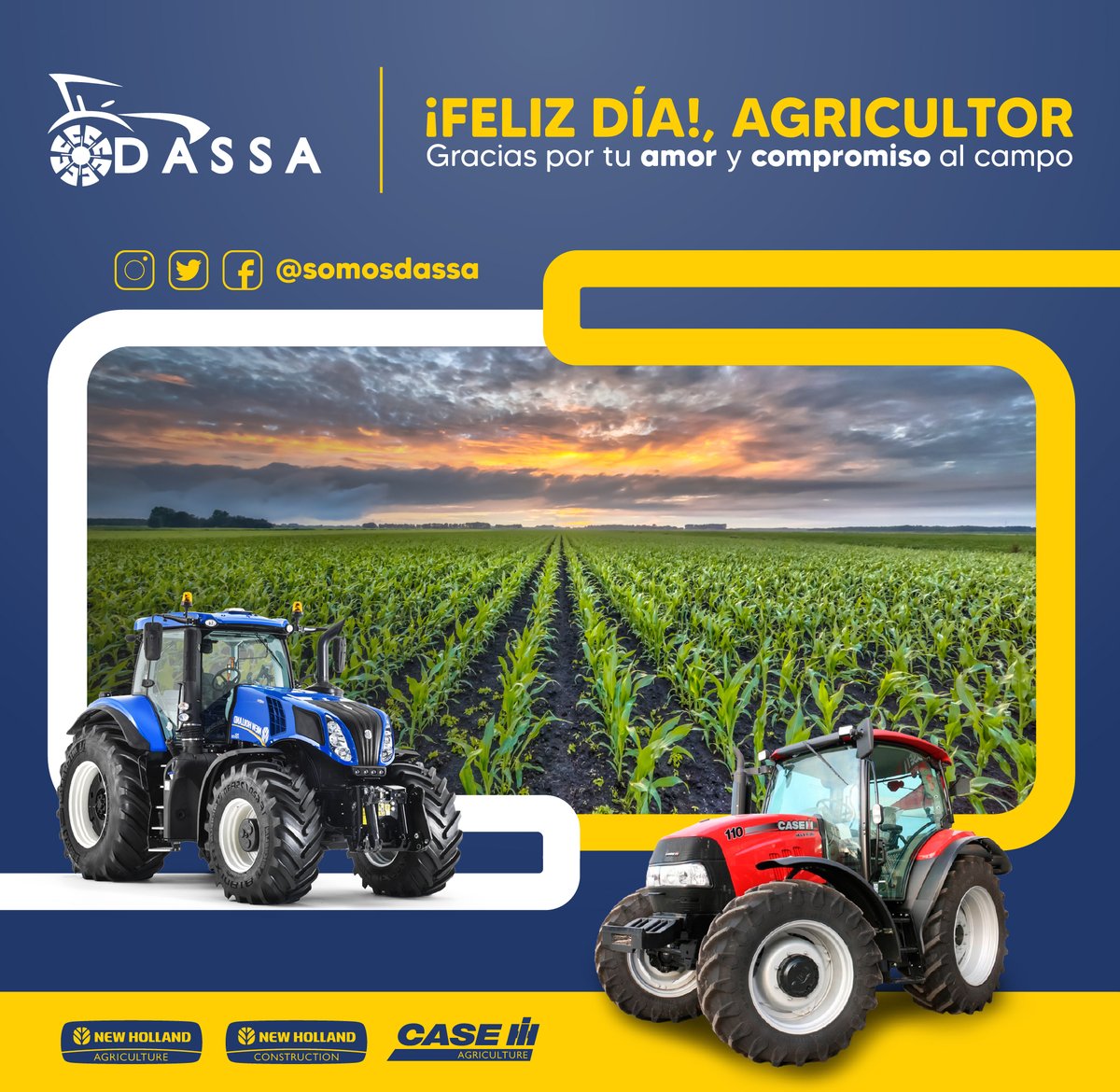 A todos los AGRICULTORES que salen cada día a cuidar del campo ¡FELIZ DÍA! 🌽🍅🌶️#SomosDassa 🚜🌾