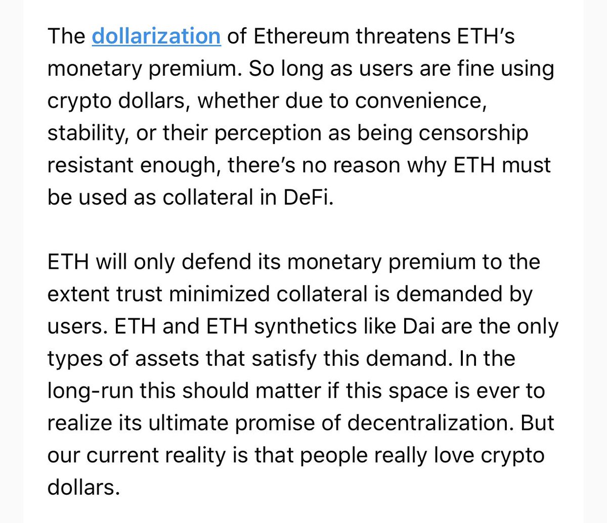 My thinking has evolved and become more nuanced over time, but my core thesis has remained the same.Crypto dollars are threat.But that threat can be mitigated.