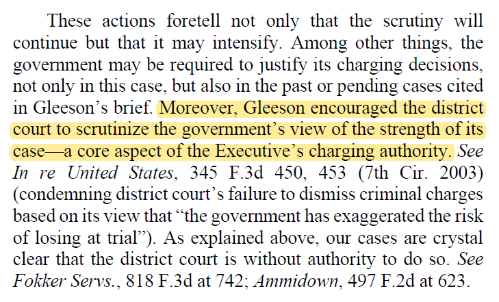 Further concerns about Gleeson:His reliance on stories and "tweets" outside the record to prove his claims. His encouragement for Sullivan to question "a core aspect of the Executive's charging authority."