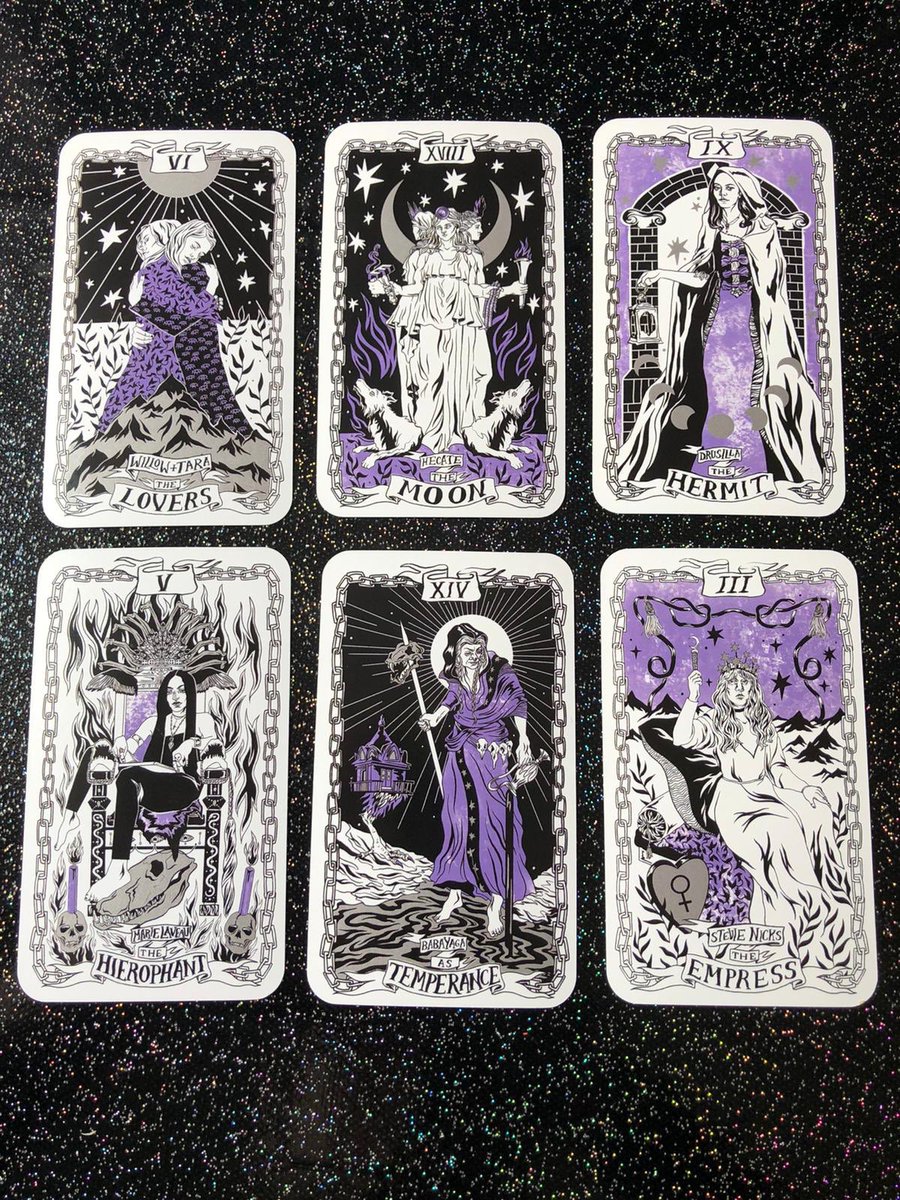 tasha0louise's tweet photo. Got the most stunning #magickmail today! Look at this deck! 😍🙌🏻 

Below is a link to the Etsy store! 💜

https://t.co/PQQG1gOeJq

#tarot #famouswitches #marielaveau #hecate #tarotcards #witchesofinstagram #willowandtara #drusilla #babayaga #stevienicks https://t.co/AASKNnzLGU