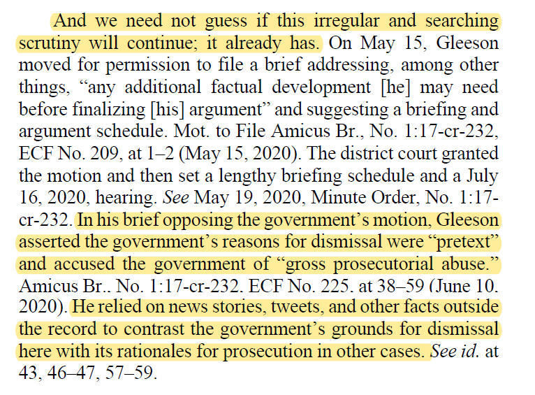 Further concerns about Gleeson:His reliance on stories and "tweets" outside the record to prove his claims. His encouragement for Sullivan to question "a core aspect of the Executive's charging authority."