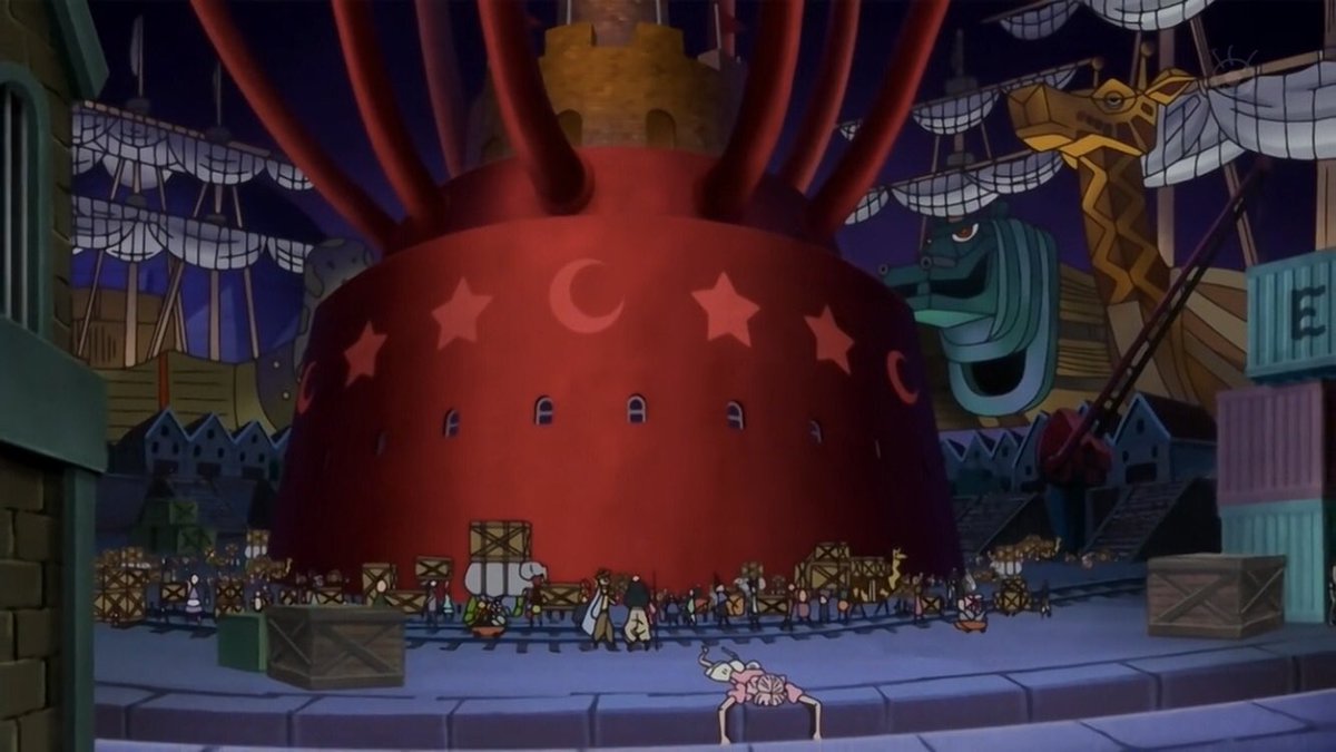  - Arc Dressrosa - 18/46Law perd face à Doflamingo et se fait blesser gravement. Tandis que Franky fait diversion devant l’usine pour que les Tontattas le peuple de Green Bit ainsi que Robin et Usopp s’y infiltrent :