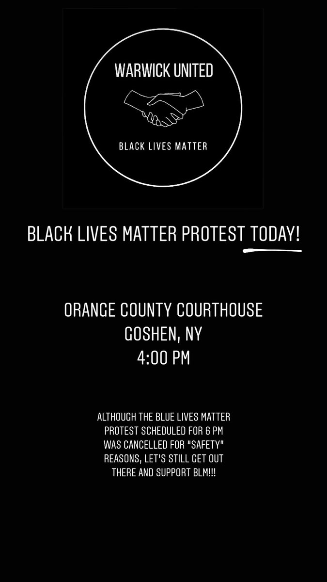 warwickunited's tweet photo. Although the Blue Lives Matter rally was cancelled for “safety reasons” we will still be organizing at the Courthouse to protest the blue line and support #BlackLivesMatter, TODAY at 4 pm! If you are able to, please come show your support! https://t.co/Bwrr4rPERL