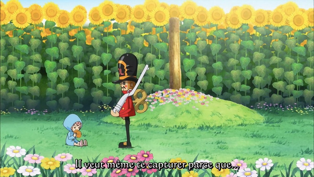  - Arc Dressrosa - 14/46Le jouet soldat explique alors enfin qui il est. Il est Kyros ancien gladiateur du Colisée et père de Rebecca. Tout les jouets sont des humains à la base et sont oubliés par les autres dès la transformation. De plus Diamante a tuer sa femme :