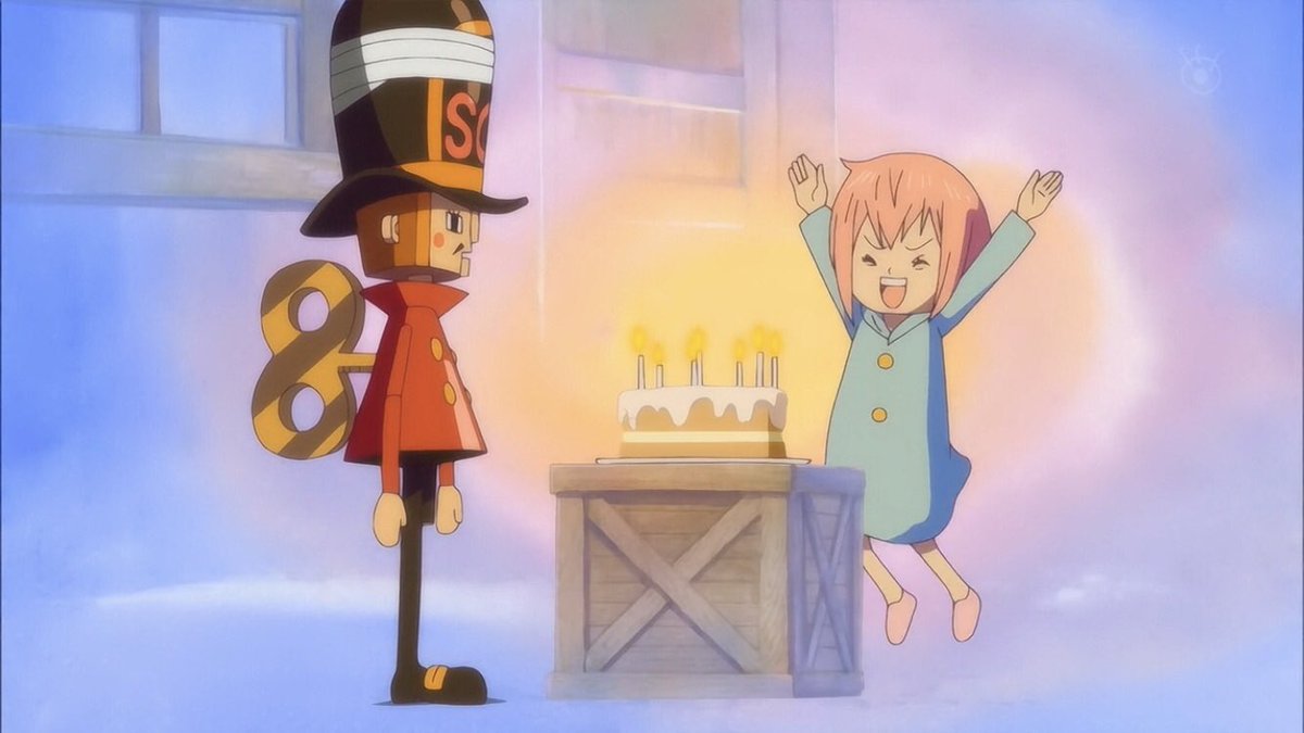  - Arc Dressrosa - 14/46Le jouet soldat explique alors enfin qui il est. Il est Kyros ancien gladiateur du Colisée et père de Rebecca. Tout les jouets sont des humains à la base et sont oubliés par les autres dès la transformation. De plus Diamante a tuer sa femme :